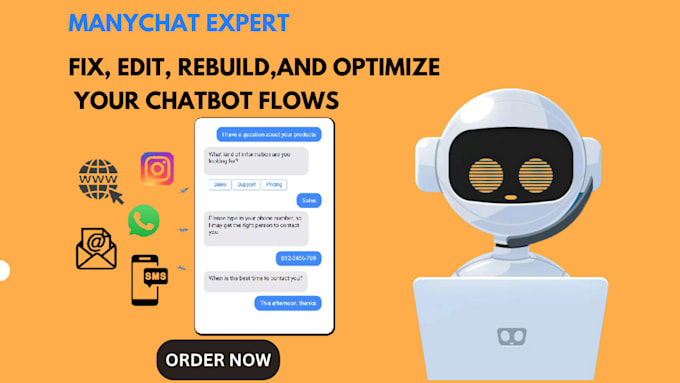 Gig Preview - Create expert ai chatbot for social media platforms with manychat