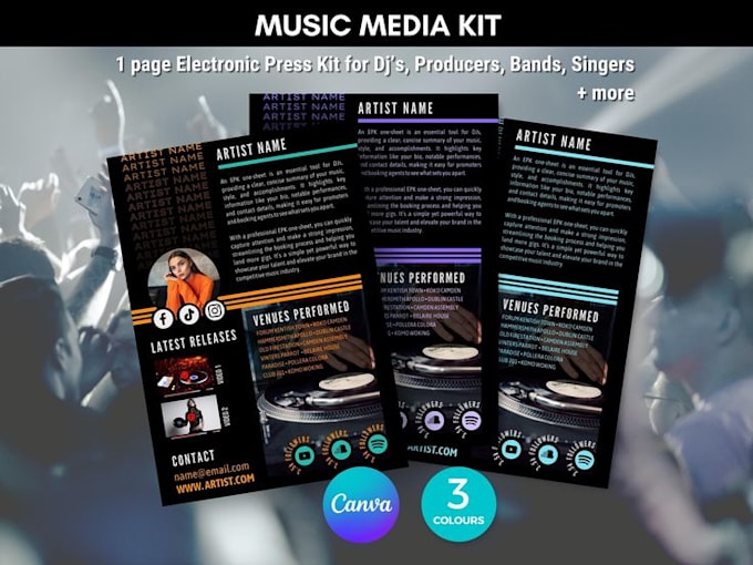 Gig Preview - Design electronic press kit media kit sell sheet one sheet speaker press kit