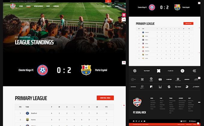 Gig Preview - Design football soccer website soccer academy website, basketball, sport website