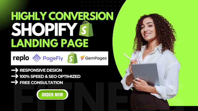 Gig Preview - Build high converting shopify landing pages with pagefly gempages shogun replo