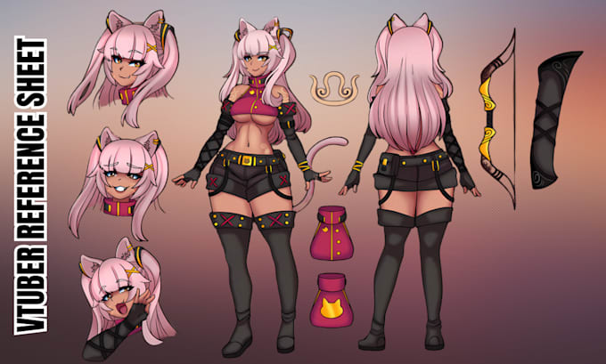 Gig Preview - Draw vtuber reference sheet live2d anime oc character design for streaming