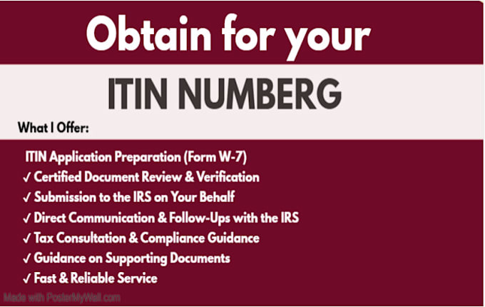 Gig Preview - Help you obtain your itin number as a irs caa