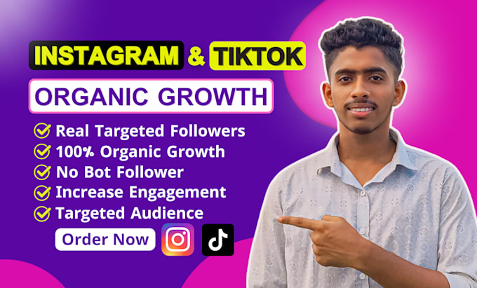 Gig Preview - Grow super fast instagram and tiktok organic follower growth and promotion