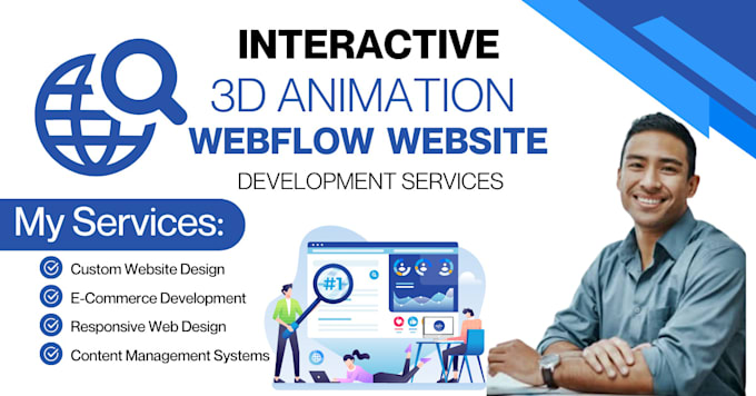 Gig Preview - Develop functional 3d animate interactive webflow website lottie animation gsap