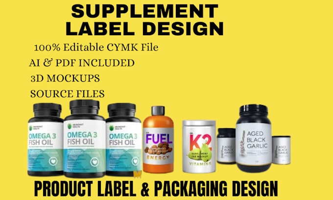 Gig Preview - Design supplement package design bottle label design supplement packaging box