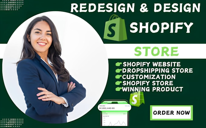 Gig Preview - Rebrand redesign develop customize revamp shopify website shopify store fix bugs