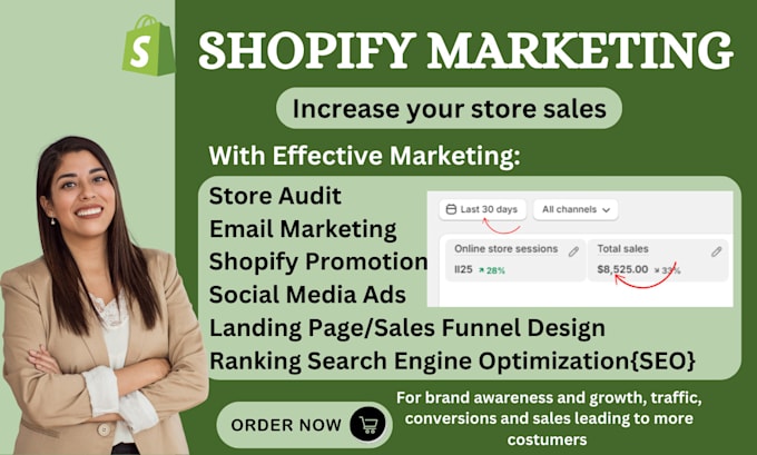 Gig Preview - Boost shopify sales with ecommerce shopify marketing promotion ads sales funnel