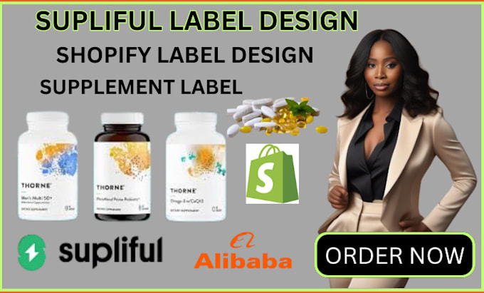 Gig Preview - Do shopify supliful supplement product upload label packaging design