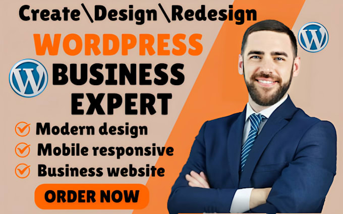 Gig Preview - Redesign wordpress website design custom wordpress business website development