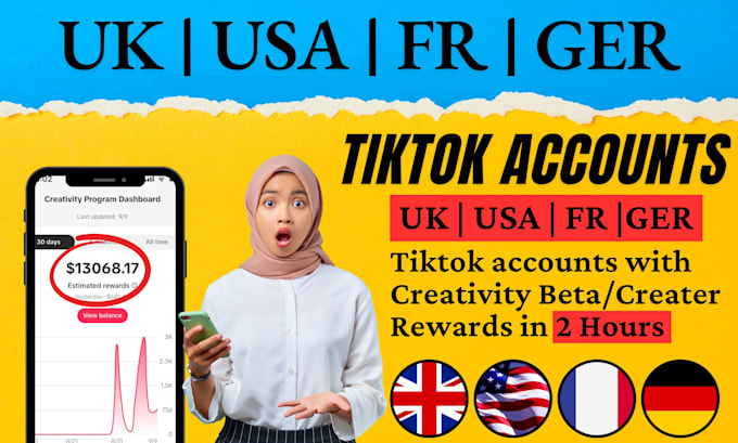 Gig Preview - Create fresh UK USA and others countries tiktok accounts having beta program