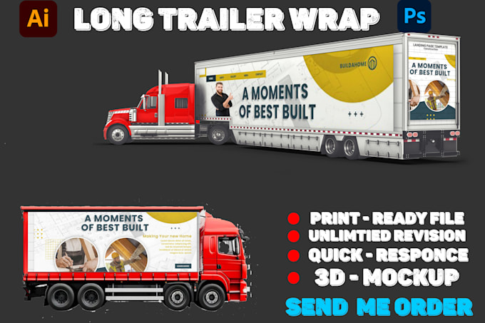 Gig Preview - Do long trailer wrap design, box trailer wrap, truck wrap, vehicle wrap design