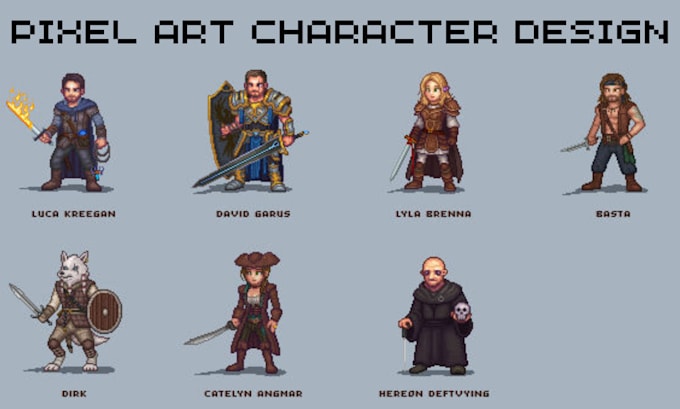 Gig Preview - Do pixel art character design, pixel animation, 2d rpg sprite sheet, game assets