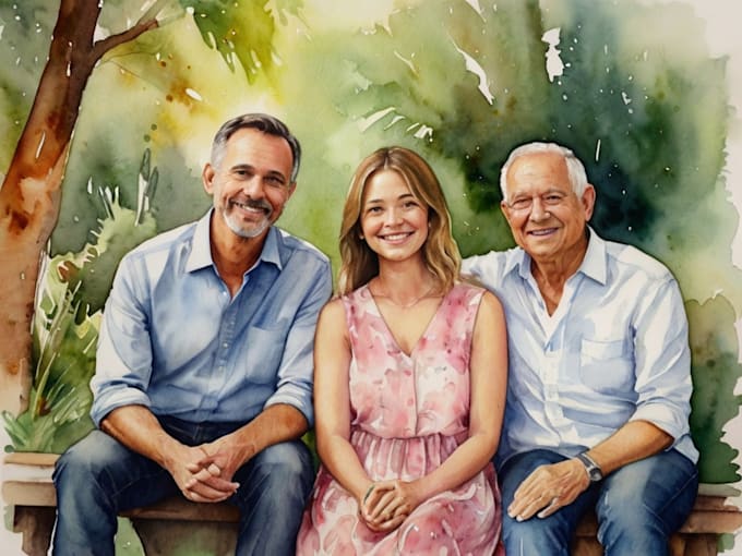 Gig Preview - Create amazing family portrait watercolor portrait