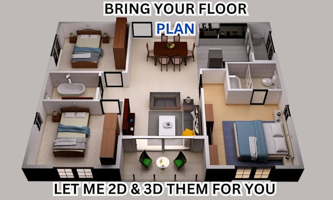 Gig Preview - Make 2d 3d floor plan, draw house plan from PDF, hand sketch