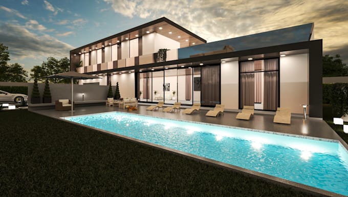 Gig Preview - Visualized 3d villa apartment,day and night render,commercial building,sketchup