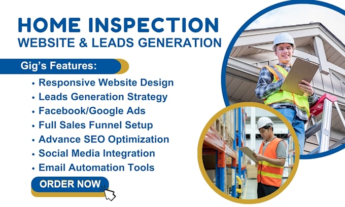 Gig Preview - Home inspection lead home renovation home improvement home addition landing page