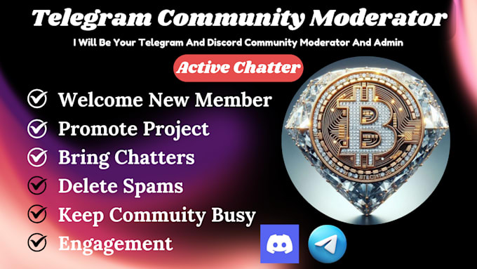 Bestseller - be your community manager telegram social media content discord moderator