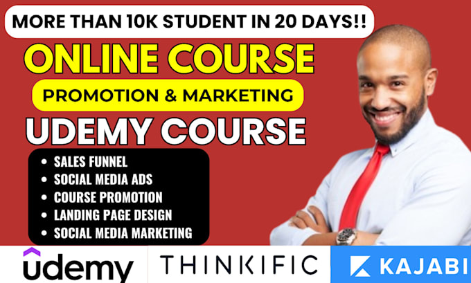 Gig Preview - Online course promotion, udemy health and fitness course marketing, sales funnel