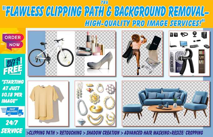 Gig Preview - Provide pro clipping path, background removal, photo editing