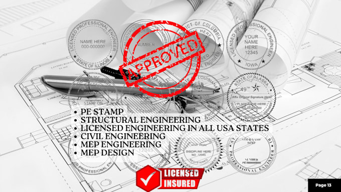 Gig Preview - Do civil and structural engineering pe stamp, alabama, alaska, arizona, arkansas