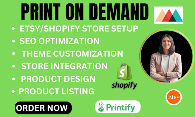 Gig Preview - Build etsy shopify on print on demand printify gelato printiful clothes2order