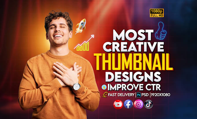 Bestseller - design amazing youtube thumbnail in 3 hours