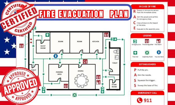 Gig Preview - Create emergency evacuation plan, fire safety plan, osha, floor plan mep stamp