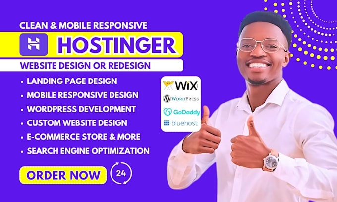 Gig Preview - Hostinger website design hostinger website redesign wordpress website hostinger