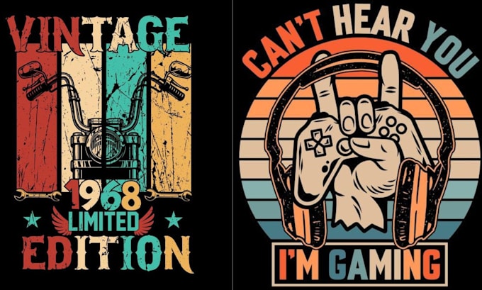 Gig Preview - Do custom graphic illustration typography retro vintage t shirt design and logo