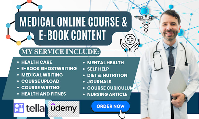 Gig Preview - Create medical online course content ebook writing course curriculum self help