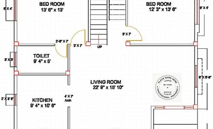 Gig Preview - Review stamp florida, texas pe stamp architectural drawing for city permit