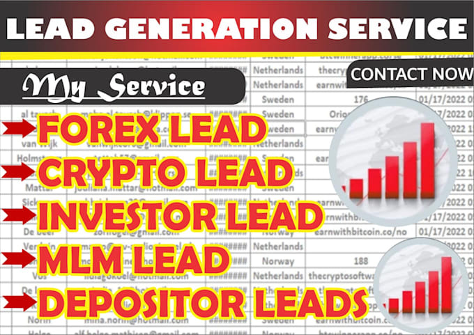 Gig Preview - Generate exclusive fresh forex leads, crypto leads, active depositor leads etc