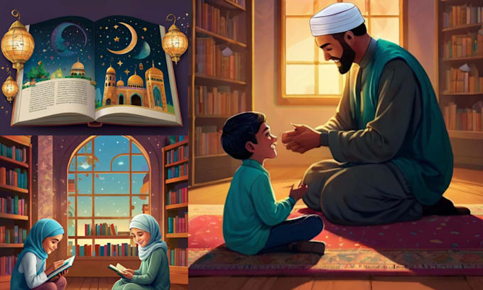 Gig Preview - Design cute islamic kids story book illustration, book cover, formatting for kdp