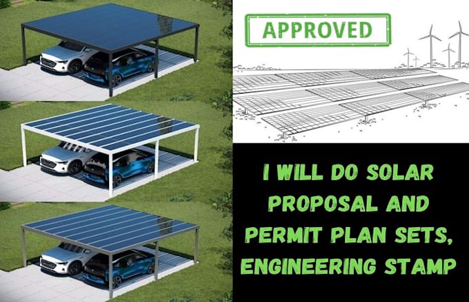 Gig Preview - Provide solar proposals, permits, pe stamps, and pv plan reviews for tx, ca, fl