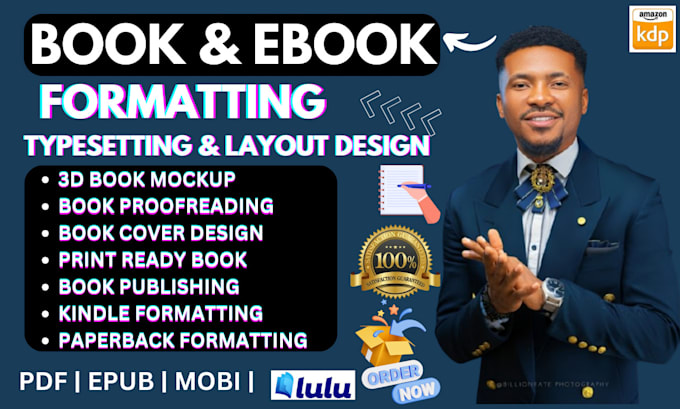 Gig Preview - Do kindle ebook formatting kdp book publishing book layout design for amazon kdp