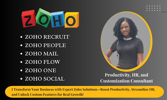 Gig Preview - Setup zoho recruit zoho people zoho mail zoho flow zoho one