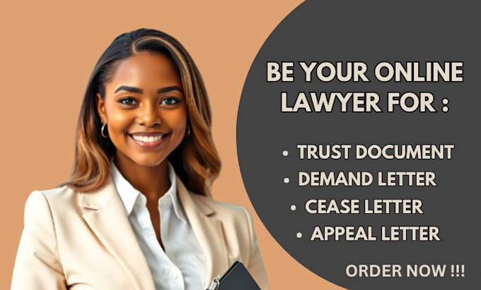 Gig Preview - Be your online lawyer draft trust document letter of inheritance demand cease