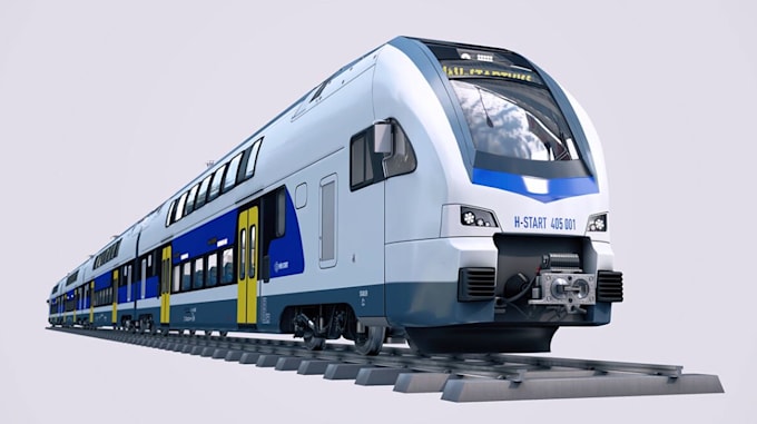 Gig Preview - Modern train 3d model, double deck train, locomotive render, commuter, tgv, ice