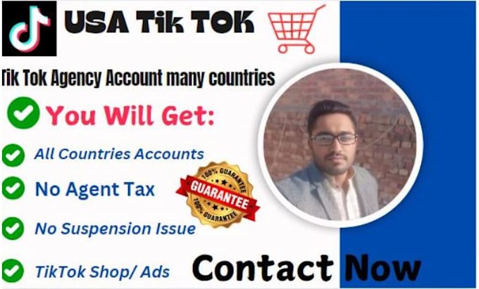 Gig Preview - Create tik tok agency ads account tiktok agency account for many countries