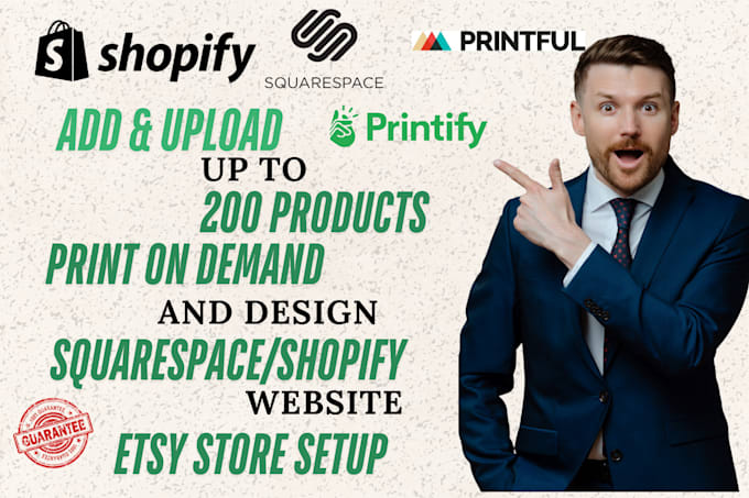 Gig Preview - Design upload add 100 winning product shopify squarespace etsy printify printful