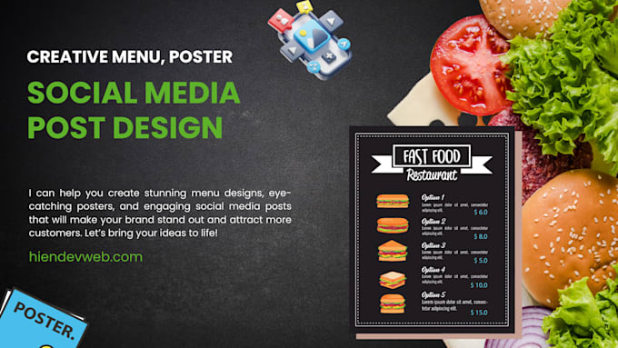 Gig Preview - Do creative menu poster and social media post design