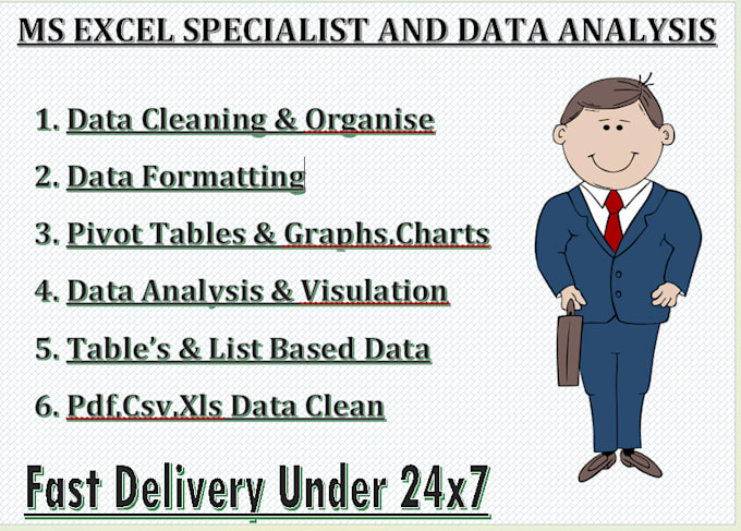 Gig Preview - Excel data cleaning, data formatting, pivot tables, charts