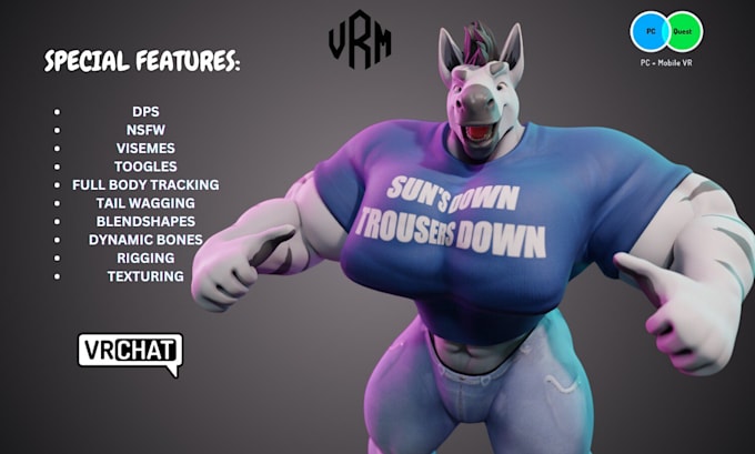 Gig Preview - Create realistic 3d furry vtuber character, vrchat avatar, nsfw avi, animaze