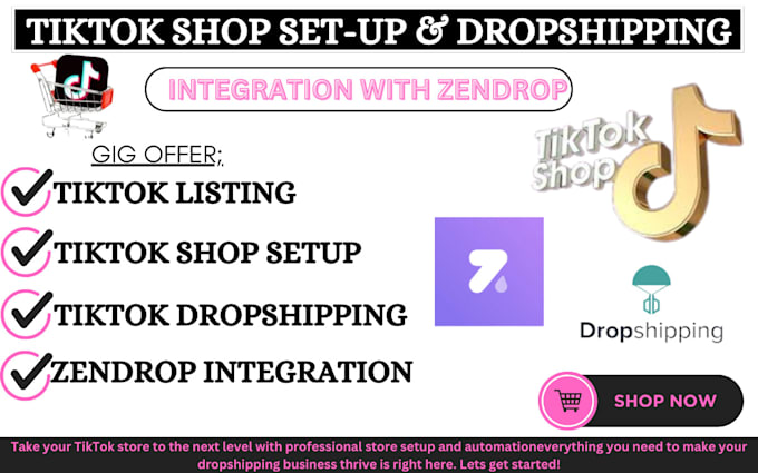 Gig Preview - Setup tiktok dropshipping store via zendrop with autods product listing