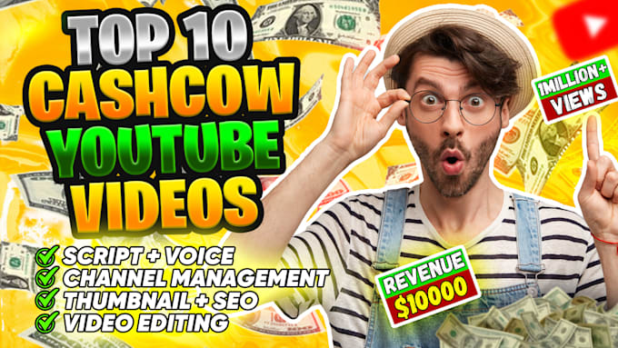 Gig Preview - Do youtube automation, top 10 videos, cash cow faceless channel, top 10 cashcow