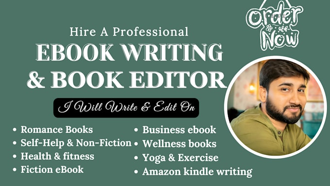 Gig Preview - Be your ebook ghostwriter amazon kindle book writer book editor and ghostwriting