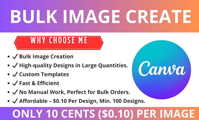 Gig Preview - Create bulk image creation in canva, batch image creation