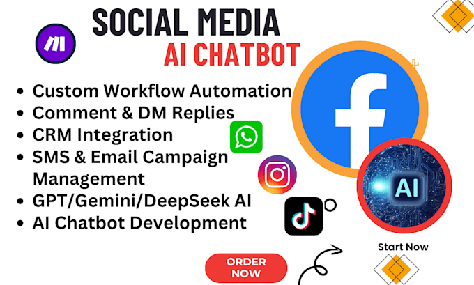 Gig Preview - Do facebook messenger instagram and whatsapp API ai chatbot, gpt manychat bot