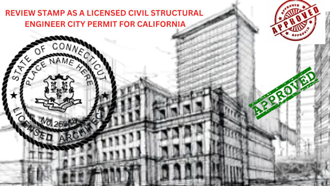 Gig Preview - Review stamp as a licensed civil structural engineer city permit for california