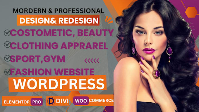 Gig Preview - Design fashion, cosmetic, spa, salon, beauty wordpress website with elementor